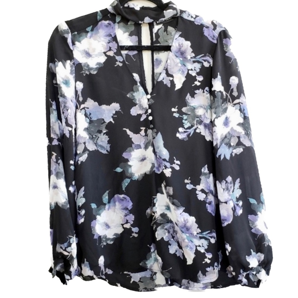 Anthropologie’s Belle Vere Purple Floral Long-sleeve Blouse Size Medium - Picture 2 of 8